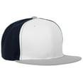 thumbnail image 2 of Mens Snapback Baseball Cap Plain Blank Snap Back Hat Three Tone Casual Basic (7fc052_White/Navy/Gray), 2 of 4