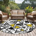 thumbnail image 4 of Yellow Black Geometric Round Area Rug 5Ft Washable Circle Rugs for Living Room Bedroom, Abstract Art Modern Line Non-Slip Carpet Floor Mats Indoor Outdoor Carpet Runner Aesthetic Home Decor, 4 of 8