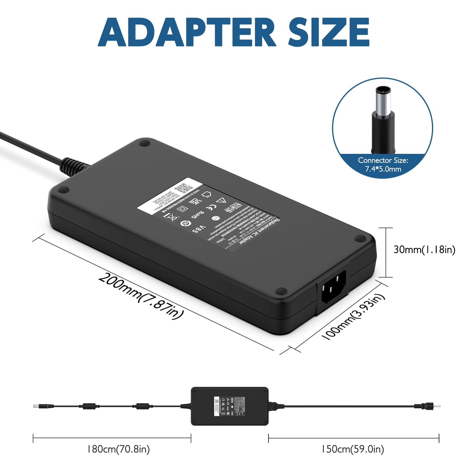 HFLRZZ DELL 19.5V 12.3A 240 Watt Charger Fit for Dell Alienware Laptop M15 R3 R4 R7 R6 R5 M17 R5 R3 R4 15 R3 R2 17 R3 M17X M14X Gaming Laptop Power Cord AC Adapter