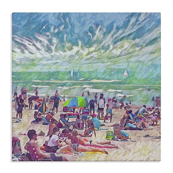 Stupell Industries Modern Modern People on Beach Canvas Art, 36 x 36, by Steve Hunziker