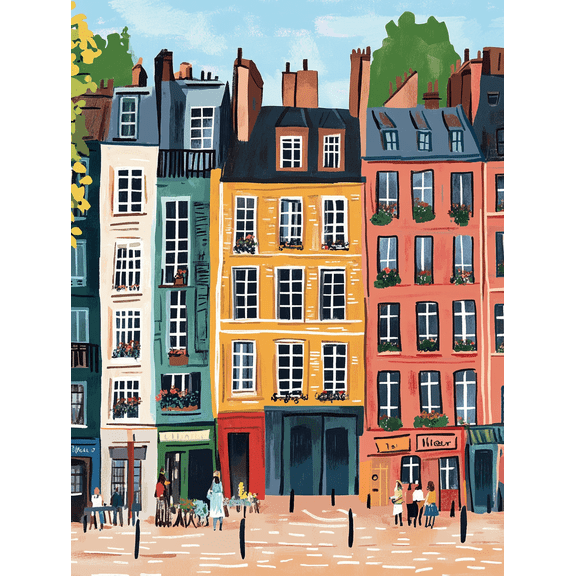 Parisian Street Scene Canvas Print/Wall Art, Perfect for Living Room, Bedroom, Dining Room, Kitchen, and Office Decor.