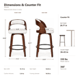 thumbnail image 2 of ClinQ Modern Walnut 360° Swivel Bar Stool Set of 3, Counter Height Kitchen Island Chair with Silver Footrest Ring,Upholstered Seat and Open Back, Beige, 2 of 10