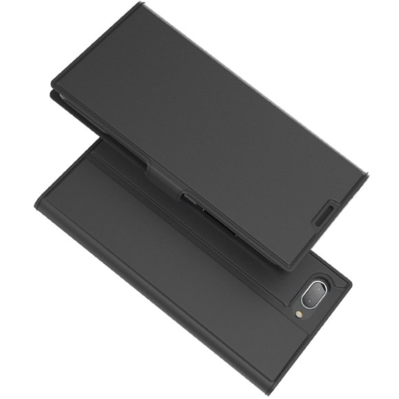 Roofei BlackBerry KEY2 le Portefeuille en PU + Cuir TPU à Rabat avec Fente pour Carte de Blocage, Support, Réveil/sommeil Automatique Étui Antichoc Compatible avec BlackBerry KEY2 le -Noir