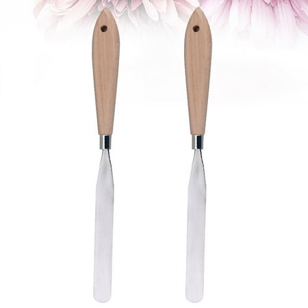 

2PCS Portable Oil Painting Spatula Professional Paint Scraper Wood Handle Oil Paint Shovel Artistic Pigment Mixing Tool for Artists Use