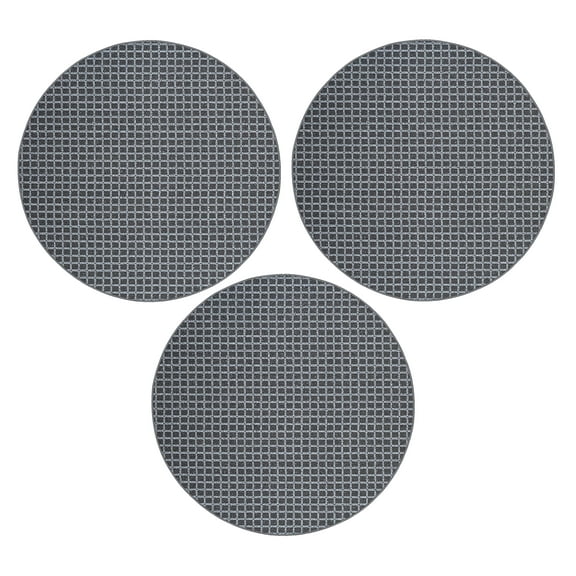 Furnish My Place Corner Indoor/Outdoor Commercial Black Color Rug, Corner Area Rug, Home Decor Mat, Pet-Friendly Carpet for Living Room, Bedroom, Made in USA, 2' Round - Set of 3