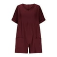 thumbnail image 5 of Htigea Clearance Women's Summer Casual Sleeveless Romper Loose Spaghetti Strap Overalls Shorts Jumpsuit with Pockets 2025 Clothes Today Sales Red,S, 5 of 7