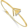 thumbnail image 3 of Solid 14k Yellow Gold Satin/Polish Diamond Double Triangle Bar 7in w/.5in ext Bracelet - 7" Natural Diamonds, 3 of 7