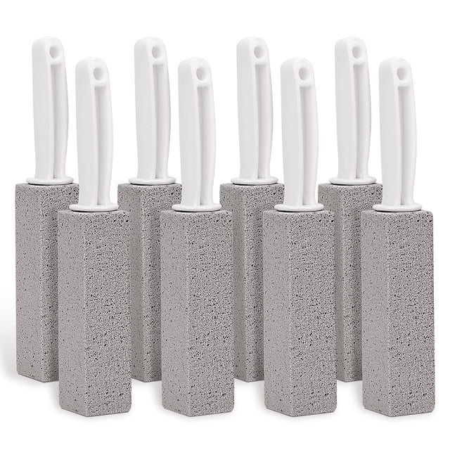 Natural Abrasive Power Volcanic Rock Pumice Stone For Wide Application, No Scratch Cleaning Extra Long Handle Delicate And Strong High Density Pumice Stone Toilet Cleaning (8 Pack)