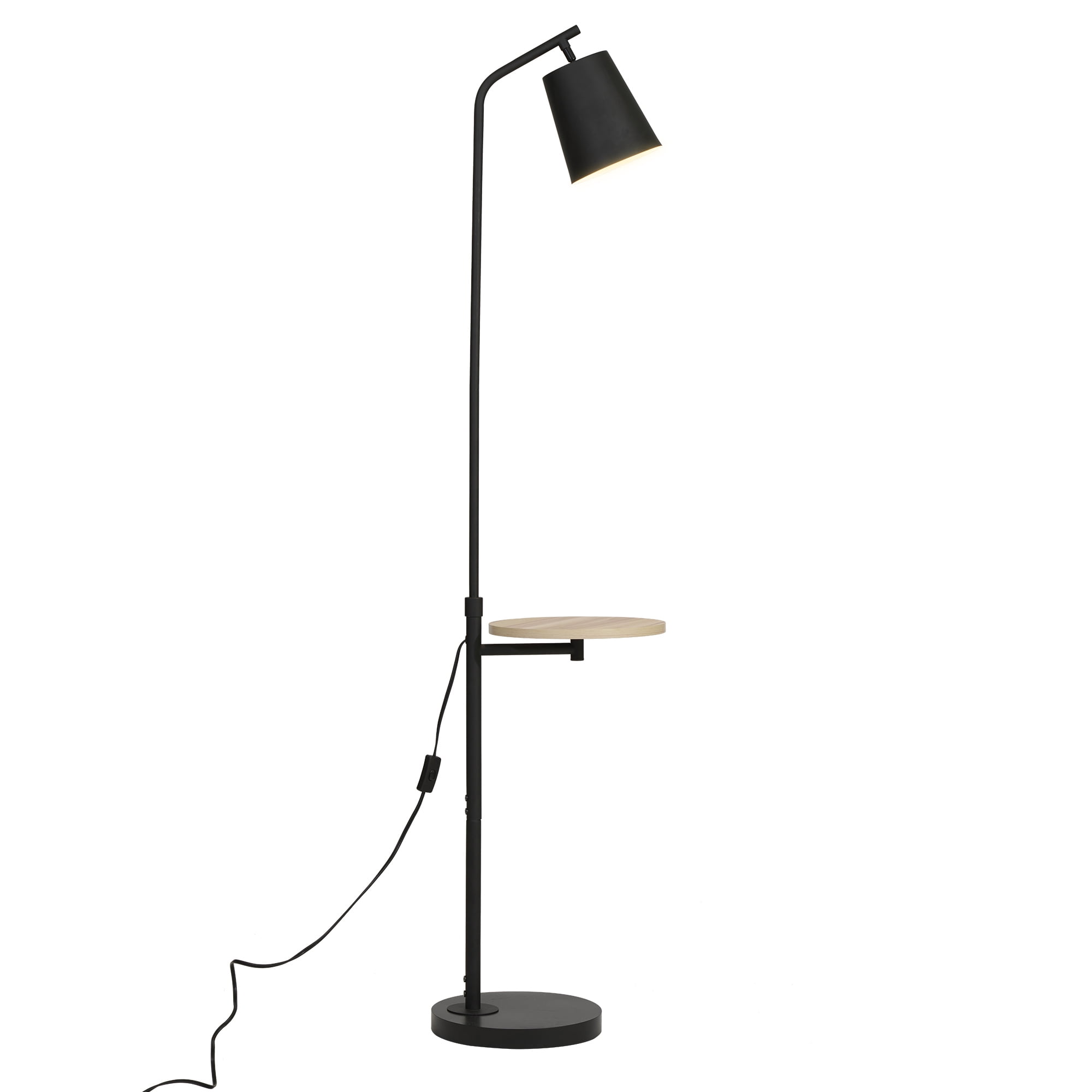 (3 pack) Mainstays 65 in Floor Lamp with Faux Wood Table, Matte Black