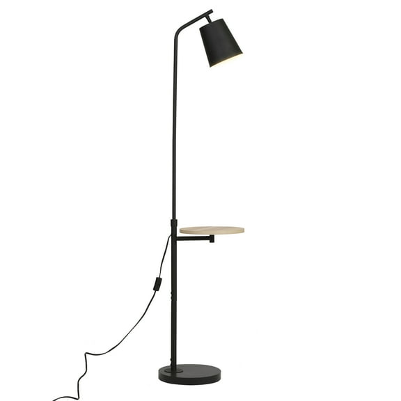 Mainstays 65" Modern Adjustable Head Matte Black Floor Lamp with Black Conical