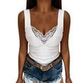 thumbnail image 2 of V Neck Tank Tops for Woman's Summer V Neck Solid Color Sexy Lace Camisole Vest Tank Tops White, 2 of 5