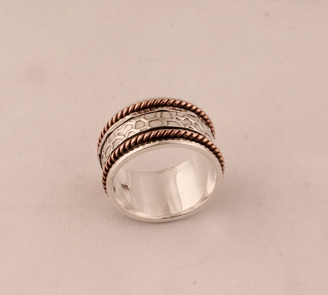 SS DESIGNS Fidget Spinner Ring Handmade 925 Silver Band | Smooth Spinning Anxiety Relief Jewelry for Stress & Meditation