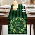 thumbnail image 3 of Table Runners 72 Inches Long Dress Scarves, St Patricks Day Farmhouse Kitchen Table Runner, Coffee Tablerunners, Spring Gold Coin Green Shamrock Plaid 16x72 Inch, 3 of 9