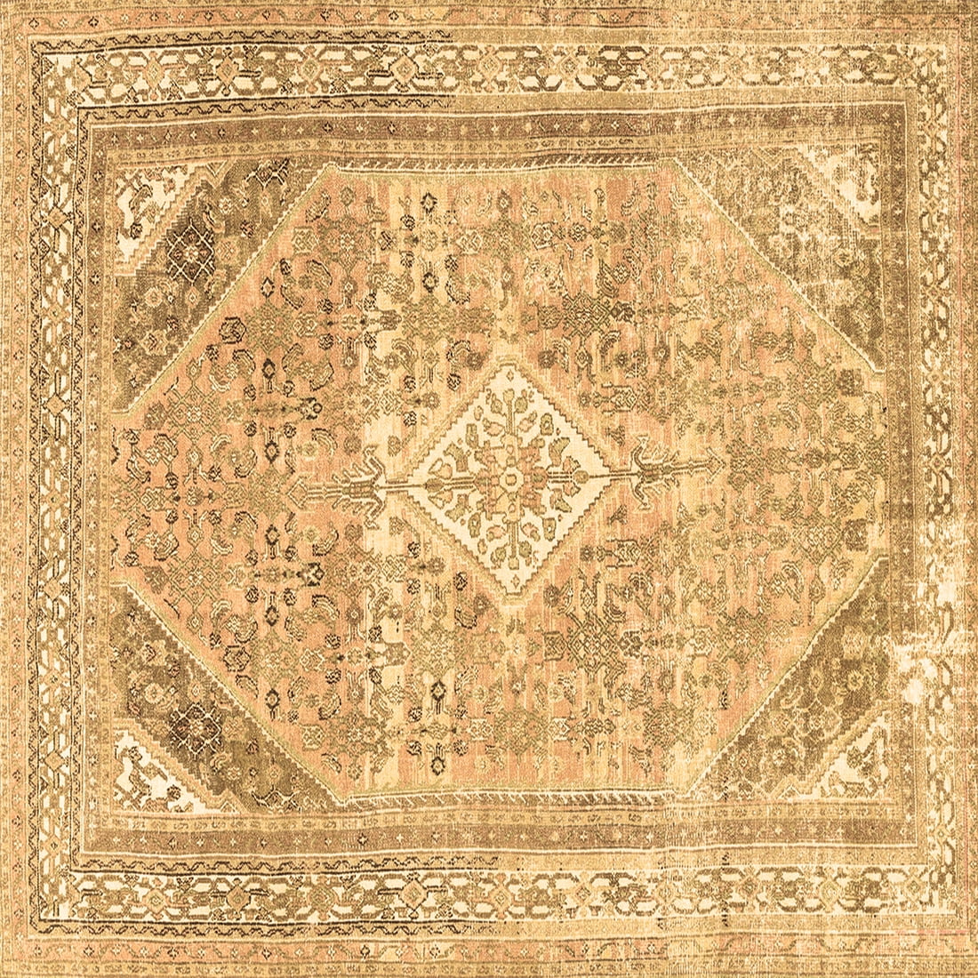 Rebrwon Traditional Rug Ahgly Company Indoor Square Persian Brown Traditional Area Rugs, 4 ...