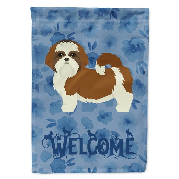 Carolines Treasures CK6267GF Shih Tzu Welcome Flag Garden Size Small multicolor