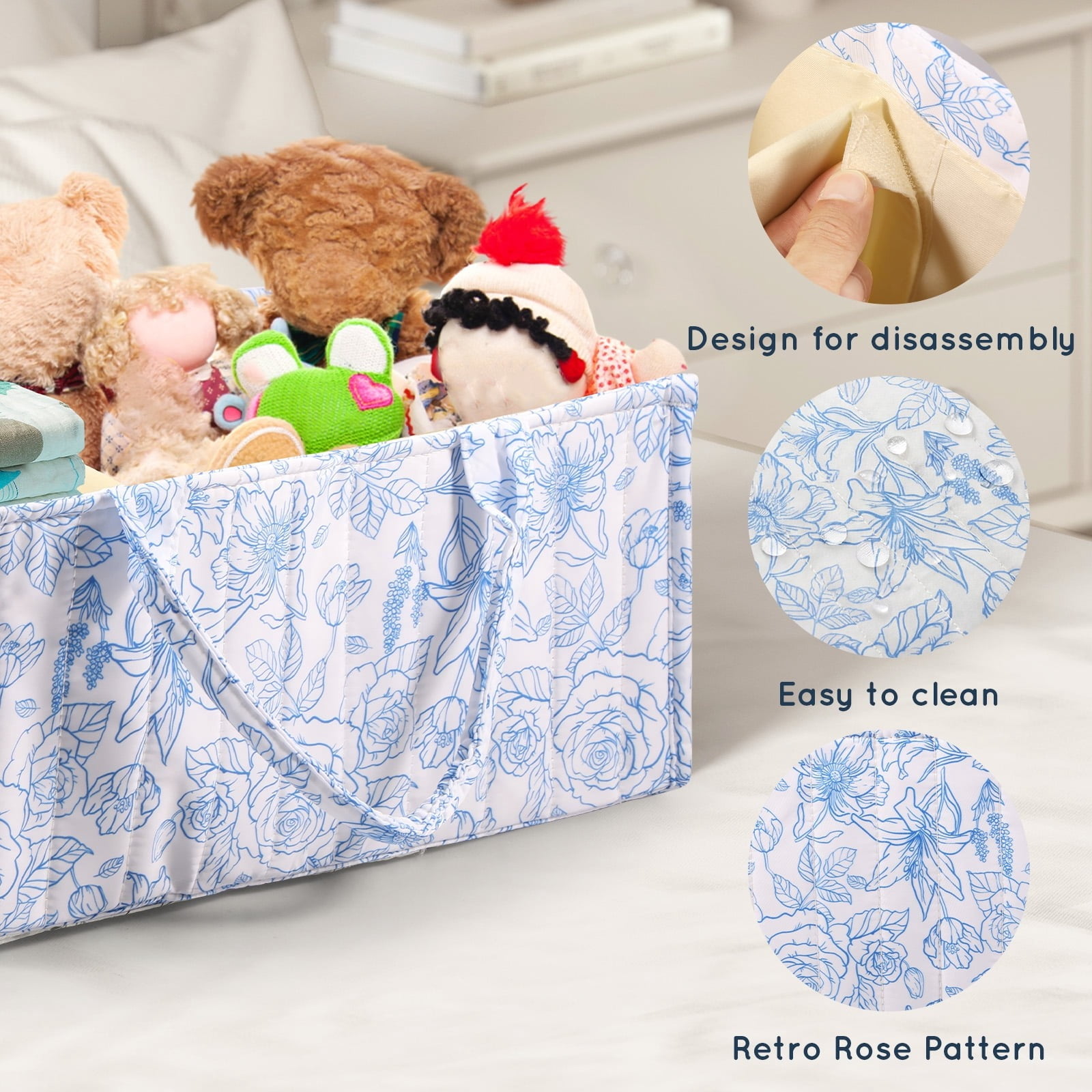 Baby Diaper Caddy Organizer, with Removable Divider Portable Stylish Nursery Storage Basket, Newborn Essentials, Newborn Caddie Car Travel，Blue