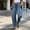 Light Blue, variant on Asgosdo Women Elastic High Waist Barrel Denim Pants Casual Loose Stretch Jeans with Side Pockets S XXXL