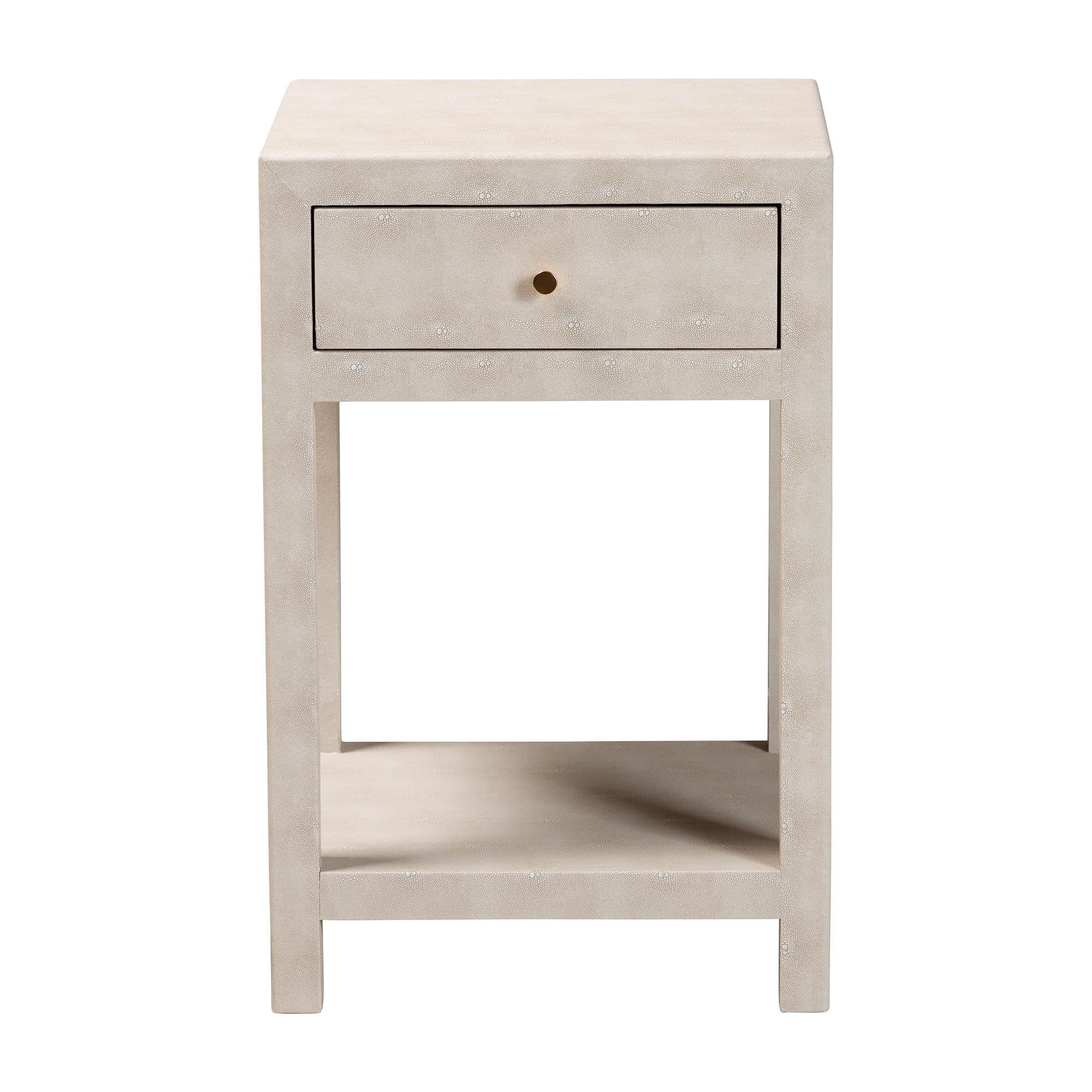 Baxton Studio Dansby Modern End Table, 1-Drawer, Beige