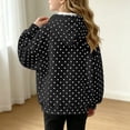 thumbnail image 6 of Girls' Polka‑Dot Print Pullover Hoodie, Long Sleeve Oversized Kids Hooded Sweatshirt, Casual Loose‑Fit for School Wear, Playdates Chilly‑Day Activities Black 130, 6 of 8