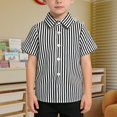 thumbnail image 2 of CPNG Toddler & Kids' Short-Sleeve Button-Down Shirt - Classic Black & White Vertical Stripes, Soft Breathable Fabric, Casual Daily Wear, 2 of 5