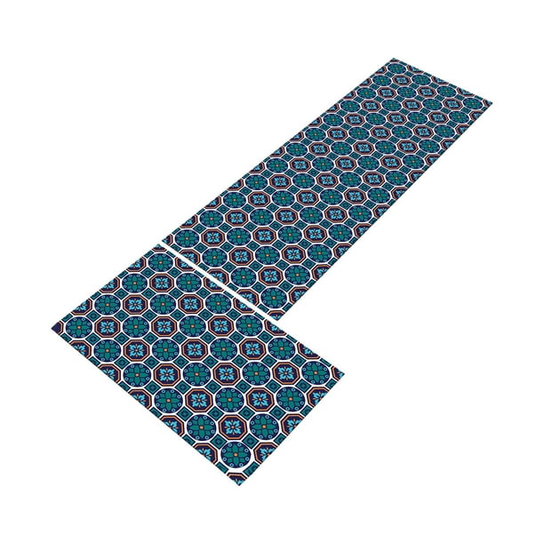 Fiudx Felpudo Geométrico Abstracto, Ergonómico, Antifatiga, de Pvc Antideslizante, Fácil de Limpiar, Ideal para Cocina y Salón, con Decoración Elegante, Juego de 40 X 60 Cm + 40 X 120 Cm.