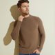 thumbnail image 5 of Suéter de punto térmico para hombre, camiseta de manga larga con cuello redondo, tejido con ácido hialurónico (Camel), 5 of 5