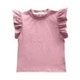 thumbnail image 2 of Coerni Girls' Ruffle Solid Short Sleeve T Shirt Top Round Neck Loose Blouse Sleeveless Casual Tee for 2 to 9 Years Kids, 2 of 4