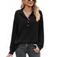 thumbnail image 1 of Women Casual Hoodies Button Down Shirt V Neck Henley Sweatshirt Pullover Tops gray blue XXL, 1 of 4