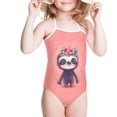 thumbnail image 2 of SEANATIVE Floral Sloth One Piece Bathing Suit Pink Comfortable Kids Sleeveless Swim Shirt Size 1-2 Years Skin-Friendly Hawaii Swimsuit Girls, 2 of 5
