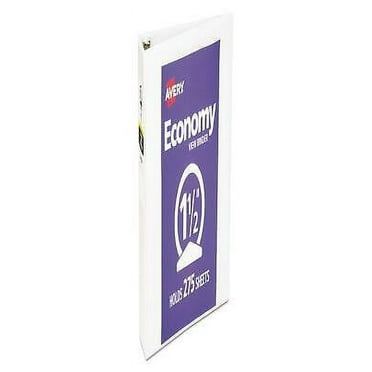 2PK AVE05726 Economy View Binder with Round Rings , 3 Rings, 1.5" Capacity, 11 x 8.5, White, (5726)