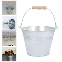 WASHWEPE Small Coal Bucket Iron Storage Bucket Silver 3Pcs For Rustic Design