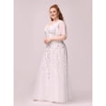 thumbnail image 5 of AURA Women's Plus Size Sequin Embroidered Formal Evening Gown V-Neck Sheer Short Sleeve A-Line Mother of Biride Dress, 5 of 7