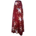 thumbnail image 4 of Falda Larga Con Estampado Floral De Mujer Ropa De Verano Falda Con Abertura Con Cordones, Rojo Vino, M Eigraketly AP001656-06, 4 of 7