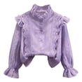 thumbnail image 5 of Mnyotv School Outfits for Girls Classic Uniform Shirts Ruffle Long Sleeve Button Down Shirt Kids Fall Clothes Tops Size 5-6Y, 5 of 8