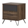 thumbnail image 6 of Homestock Artisanal Attic 2-Drawer Nightstand - End Table With Storage Natural Walnut And Matte Black, 6 of 10