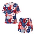 thumbnail image 2 of Yiaed American Stars2 Print Short Sleeve Pajama Sets for Women Casual Crew Neck 2 Piece Lounge Sets Women's Short-Sleeved Pajama-Large, 2 of 5