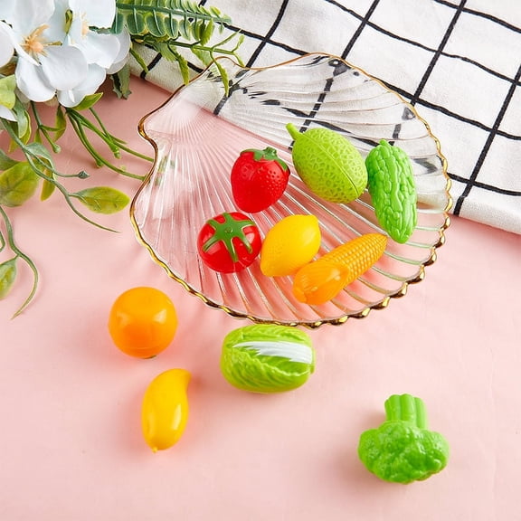 10pcs Mini Simulation Fruit Vegetables Toy Kids Pretend Play Dollhouse Accessory