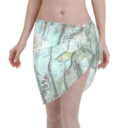 Ocsxa Vintage Rose1 Print Sarong Coverups For Women Bathing Suit Wrap Swimsuit Skirt Beach Bikini Cover Up Swimwear