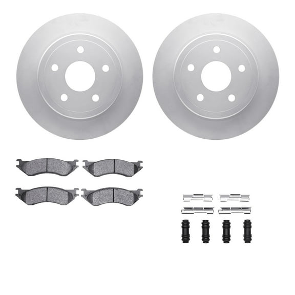 Dynamic Friction Company Rear Geospec Brake Rotors with Ultimate Duty Performance Brake Pads includes Hardware 4412-40016