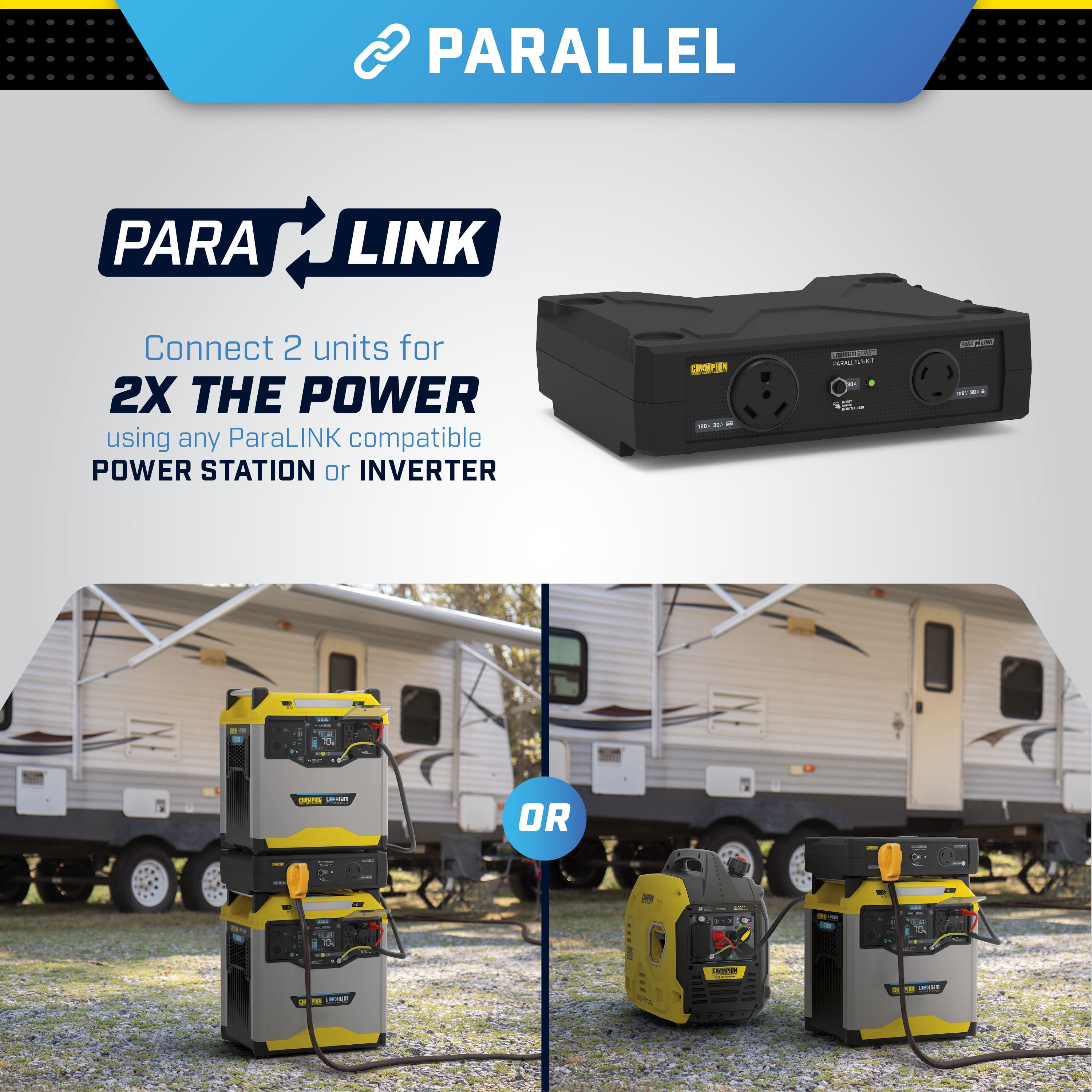 Champion Power Equipment Lithium Series 30-Amp RV Ready Parallel Kit for Linking Paralink Ready Power Stations