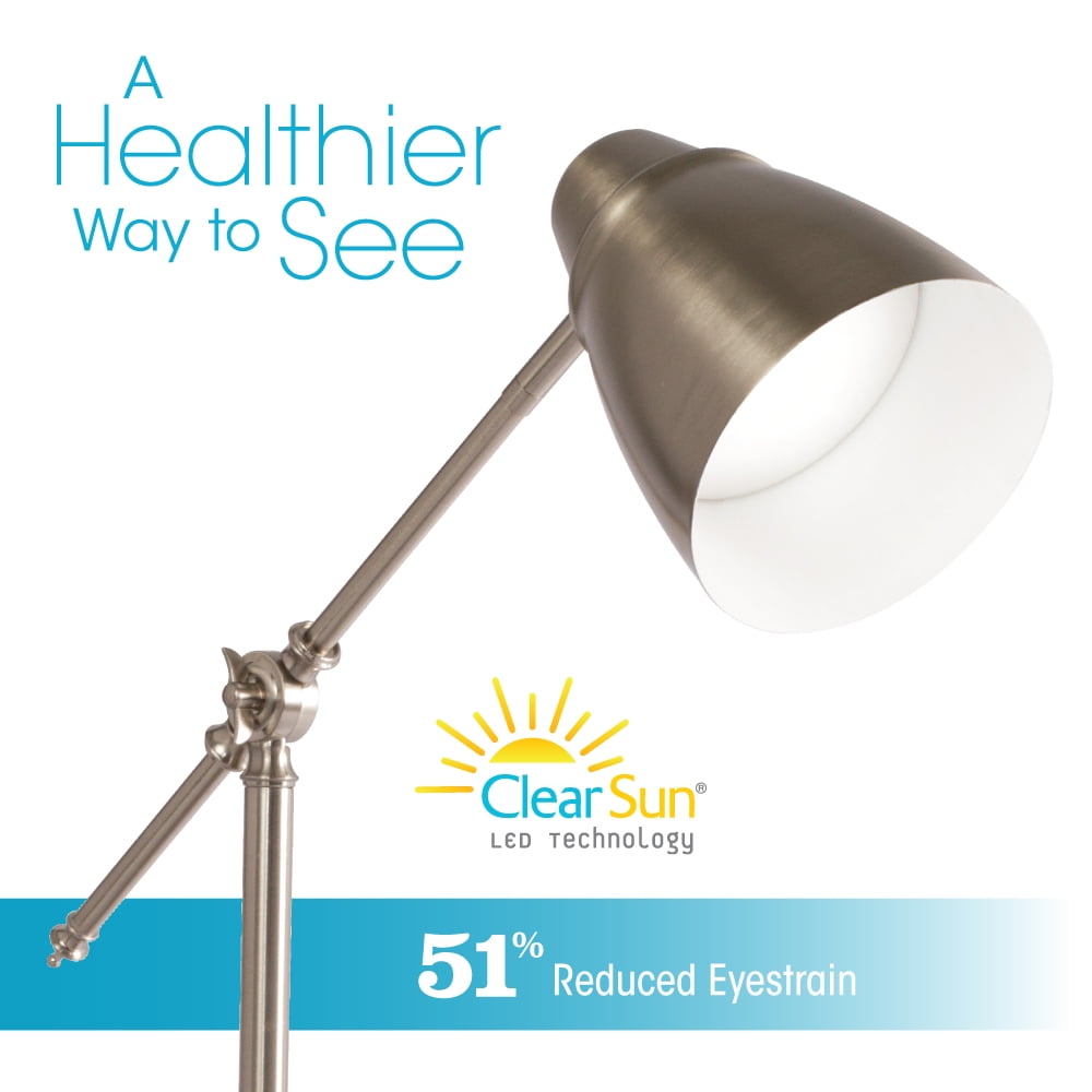 OttLite Harmonize LED Desk Lamp - 2.1A USB Charging Port, 3 Brightness Settings, Brushed Nickel