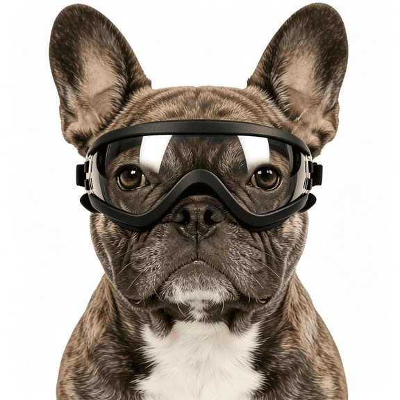 ICERUN Clear Medium Dog Goggles,Uv Protection Clear Goggles for Dogs Small Medium Breed,Doggy Sunglasses with Adjustable Straps,Windproof Dog Eye Protection for Outdoor Activities,Transparent