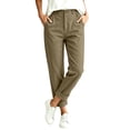 thumbnail image 5 of Hueook Womens Golf Pants Lounge Work S High Waisted Straight Leg Cotton and Linen Pants with Flared Casual Point Pocket Pants Brown 2X, 5 of 8