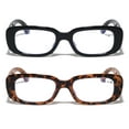 thumbnail image 2 of 2 Pairs Women Rectangular Blue Light Blocking Reading Glasses Retro Bold Clear Lens Reader +2.75, 2 of 6