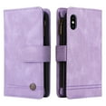 thumbnail image 2 of Mantto iPhone X Case, iPhone XS Case, Wallet Card Slot Crossbody/Shoulder Strap + Wristlet Strap Magnetic Flip Premium PU Leather Zipper Pocket With Kickstand For Apple iPhone X / XS,
Purple, 2 of 18