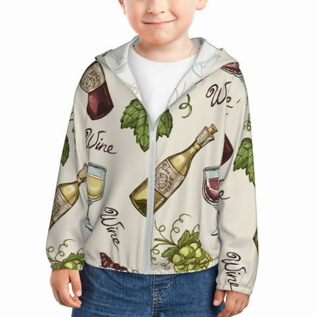

Lukts Grapes Bbottles Wine Print Children s Long-Sleeved Sun Protection Clothing Hooded Sweatshirts for Boys and Girls Outdoor Sports-18 Months