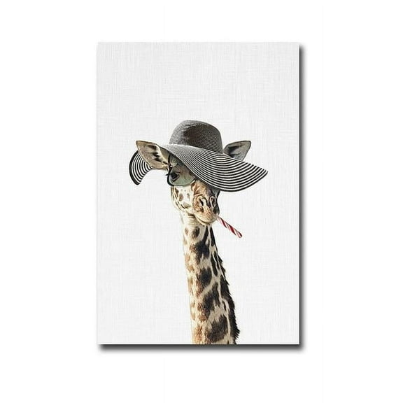 Giraffe Dressed in a Hat by Tai Prints Premium Gallery-Wrapped Canvas Giclee Art - Ready-to-Hang, 24 x 36 x 1.5 in.