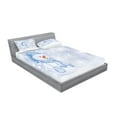 thumbnail image 2 of Ambesonne Winter Fitted Sheet & Pillow Sham Set, Snowman Cartoon, Queen, Pale Blue White, 2 of 2