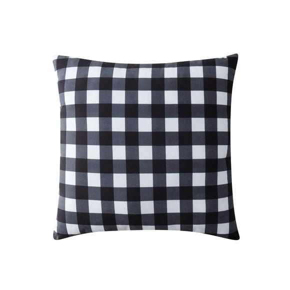 Morgan Home Birch Trails Plaid Reversible Decorative Pillow, 24″ x 24″, White Check
