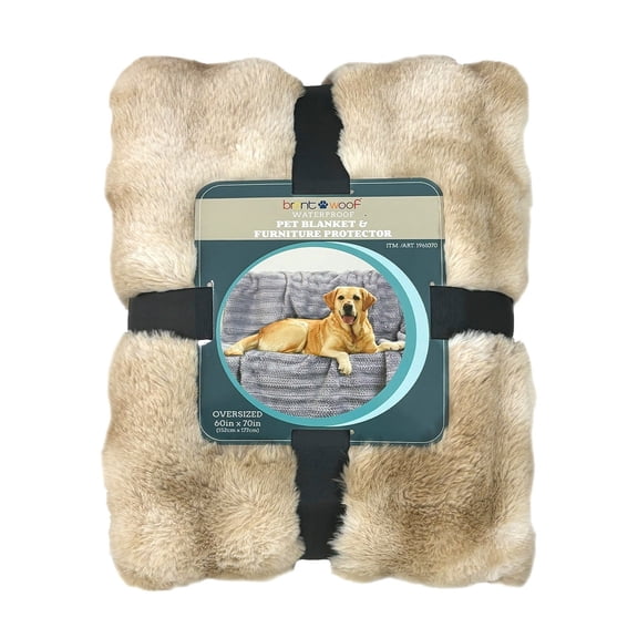 Brentwoof Waterproof Pet Blanket and Furniture Protector, Bubble Fur (Taupe)